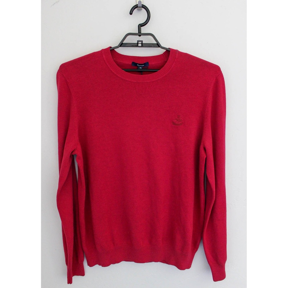 Faconnable Sweater Mens 2XL Red Pullover Cotton Crewneck Long Sleeve Knit Casual